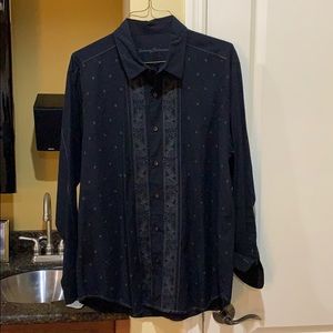 Tommy Bahama Black Cotton/silk button down